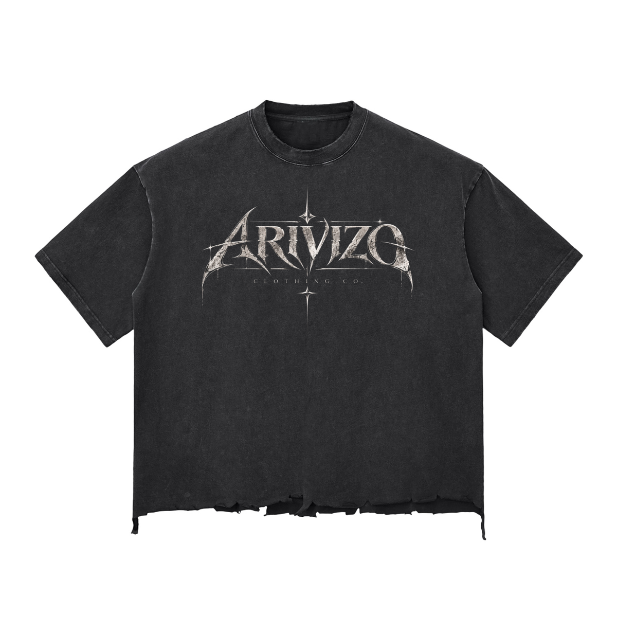 Arivizo | Vintage Wash Boxy Distressed Hem T-Shirt