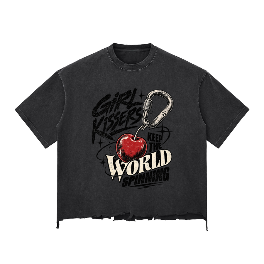 Carabiner | Snow Wash Raw-Hem Boxy T-shirt