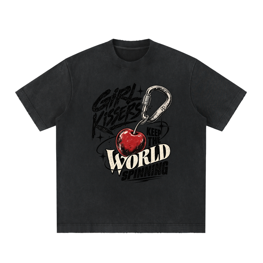 Carabiner | Heavyweight Vintage Washed Frayed T-Shirt