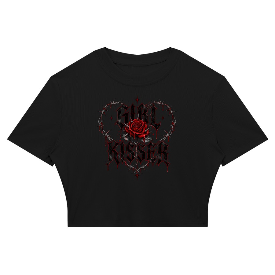 Rose | Slim Ribbed Crop T-Shirt