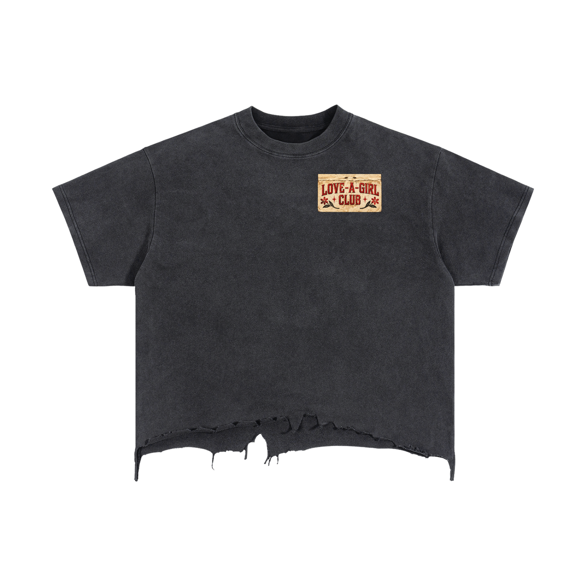 Love-A-Girl | Vintage Wash Boxy Distressed Hem T-Shirt